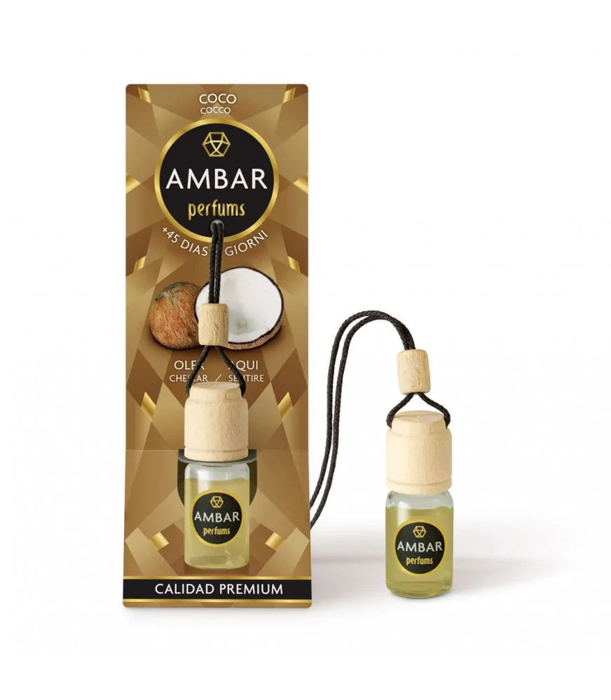 Ambar Parfums Désodorisant Voiture Coco, vanille ou fruits rouge Pendentif 6,5 ml